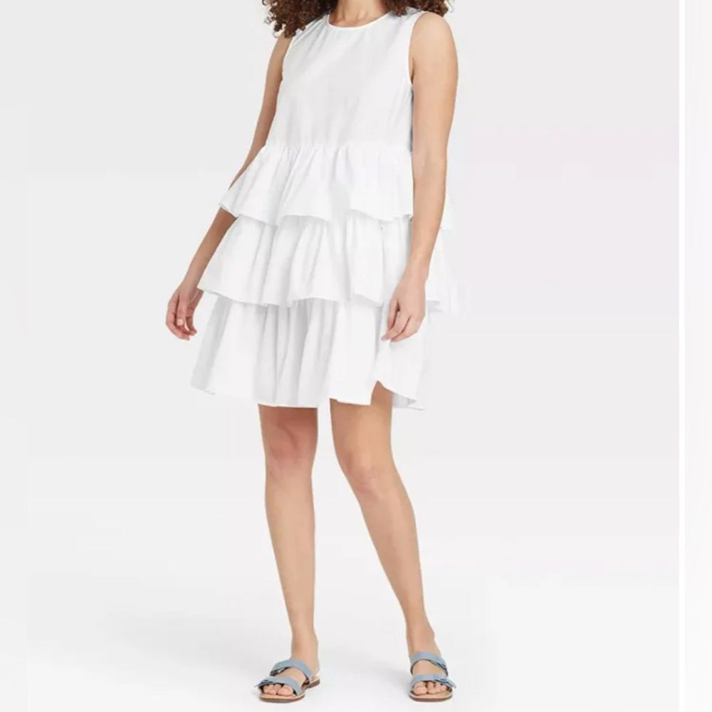 Who What Wear White Tiered Dress